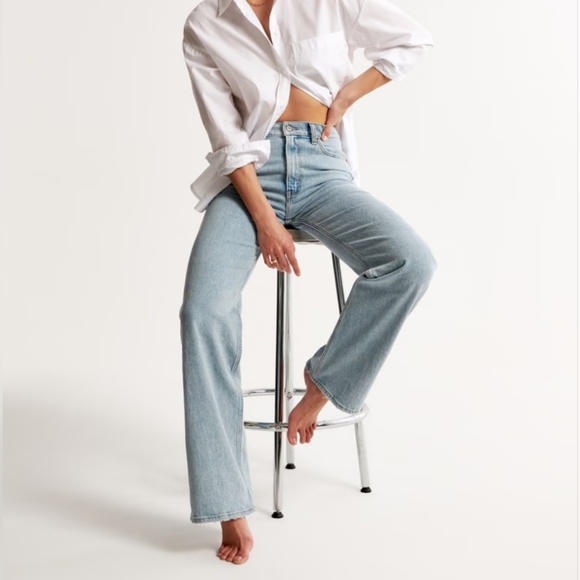 βοΈ Abercrombie & Fitch 90s Relaxed High-Rise Wide-Leg Jeans 30 / 10S #1217 - Picture 12 of 14